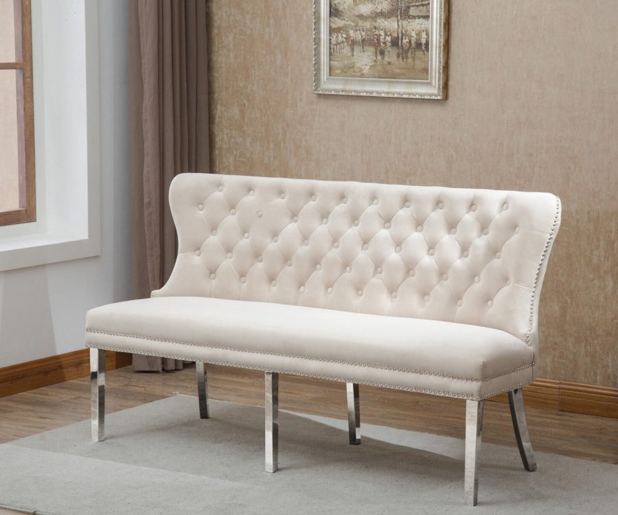 |Bench with Tufted Buttons|Double Nailhead Trim|