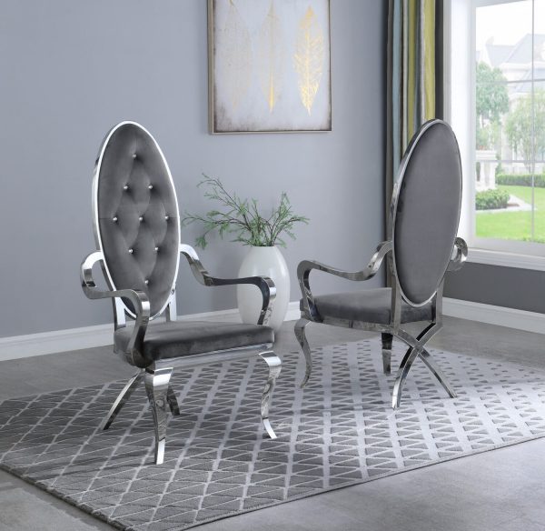 |Dark Grey Velvet Arm Chair **Set of 2**|