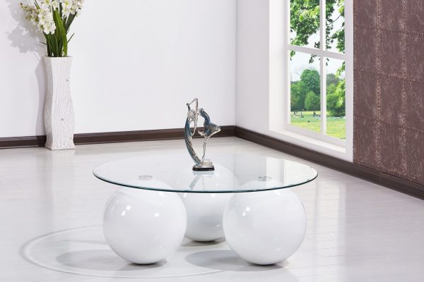 |High Gloss Lacquer Coffee Table with Glass Top (Available in grey|Black