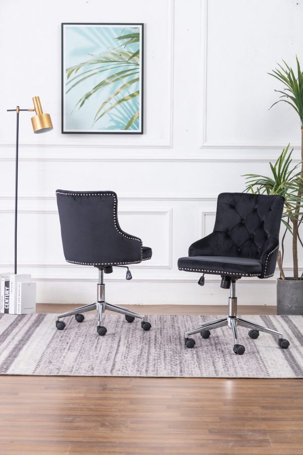 |Tufted Velvet Upholstered Adjustable Side Chair in Black - Single Only|