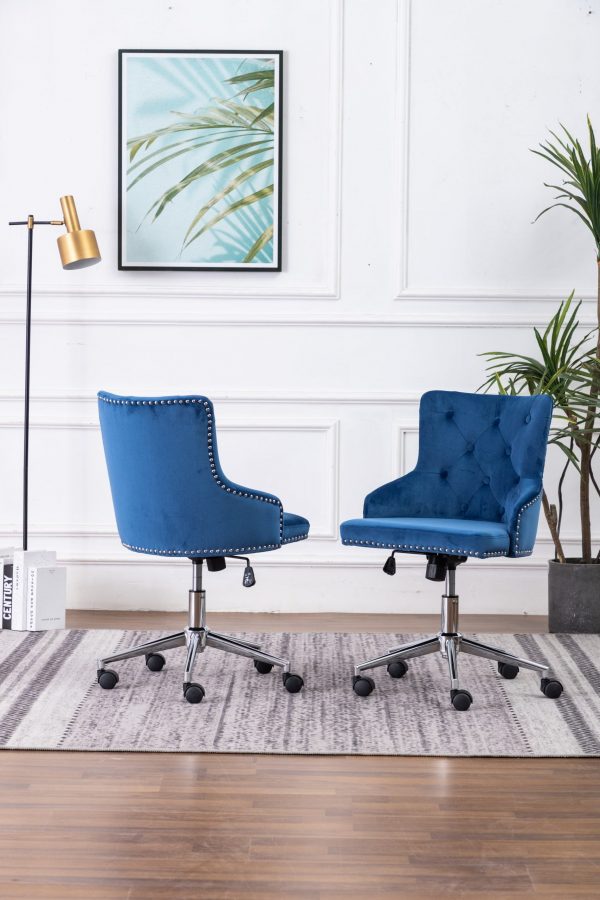 |Tufted Velvet Upholstered Adjustable Side Chair in Navy Blue - Single Only|
