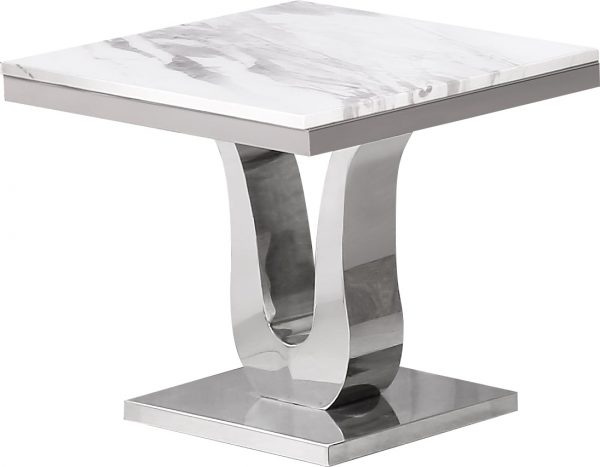 Marble Top End Table with Stainless Steel Base