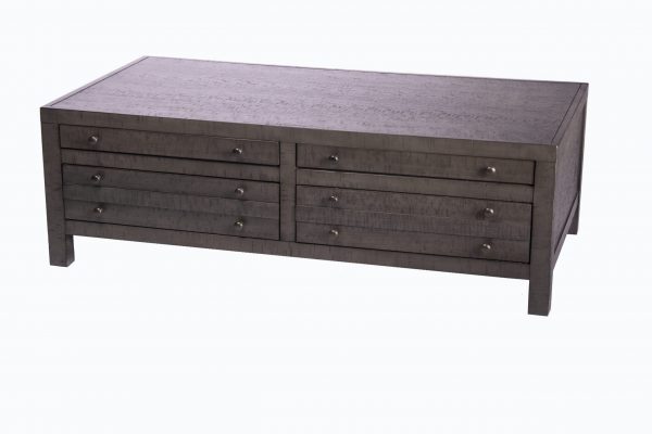 Rustic Style Coffee Table with 4-Drawer Storage|Rustic Dark Grey|