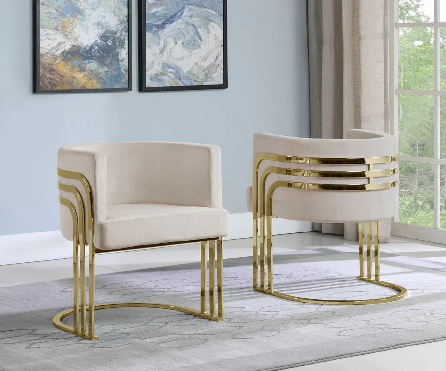 Velvet Barrel Chair|Gold Base
