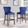 24" Tufted Velvet Upholstered Bar stool in Oceanic Blue|Set of 2||