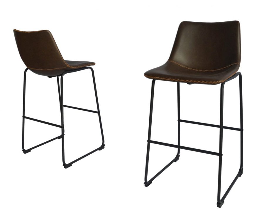 |Faux Leather Coffee Barstool|