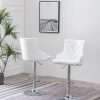 |Faux Leather Adjustable Bar Stool in White