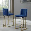 |37" Velvet Upholstered Counter Height|Gold Color Legs