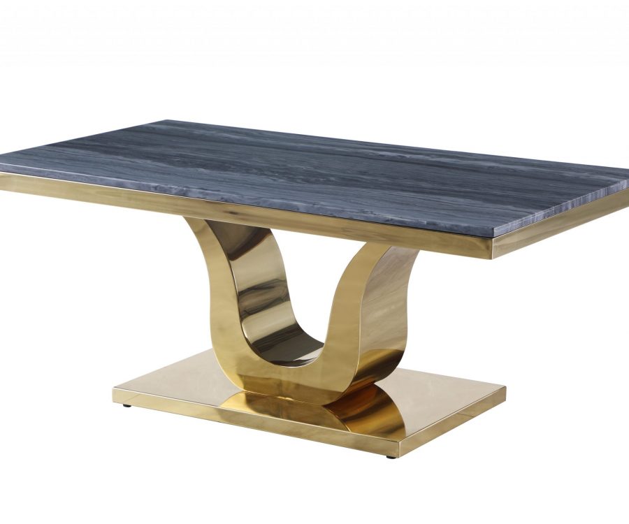 Marble Coffee Table with Stainless Steel Gold Base