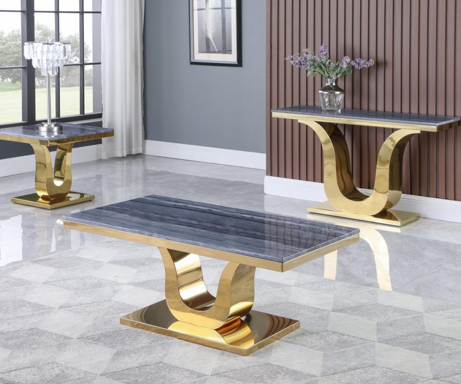 Marble Coffee Table Set: Coffee Table|End Table