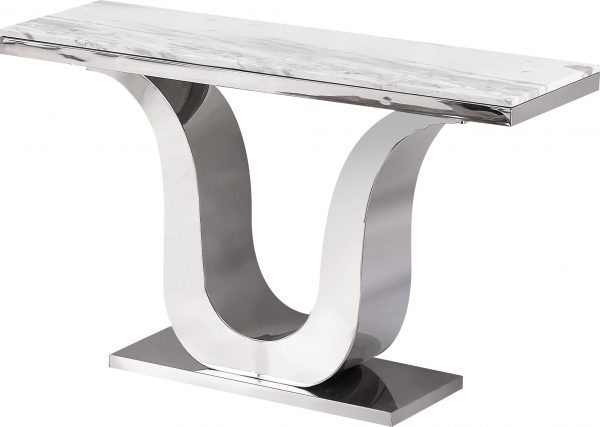 |Marble Top Console Table with Stainless Steel Base