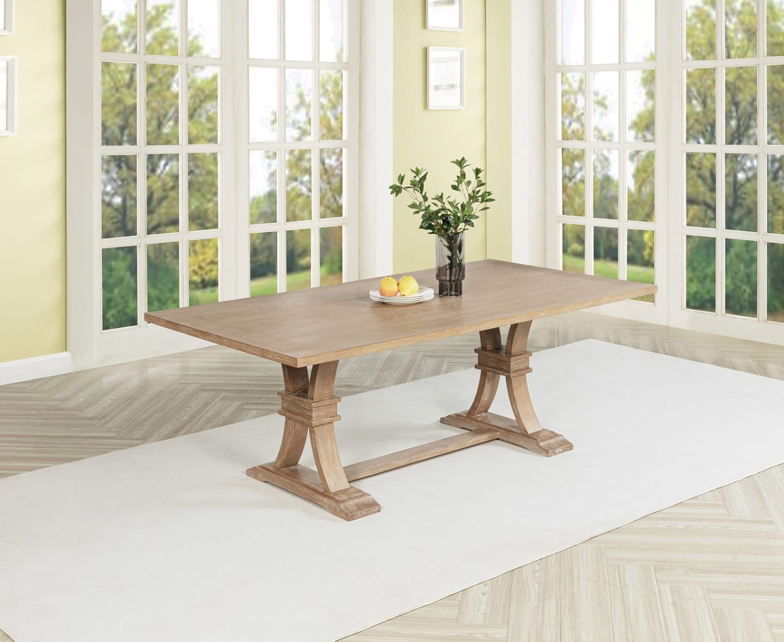 D706 & D707: Rustic Light Oak Wood Dining Table – Best Quality Furniture