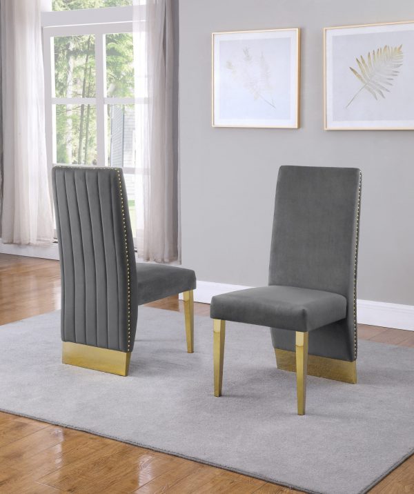 |Tufted Velvet Upholstered Side Chair|4 Colors to Choose (Set of 2) - Dark grey