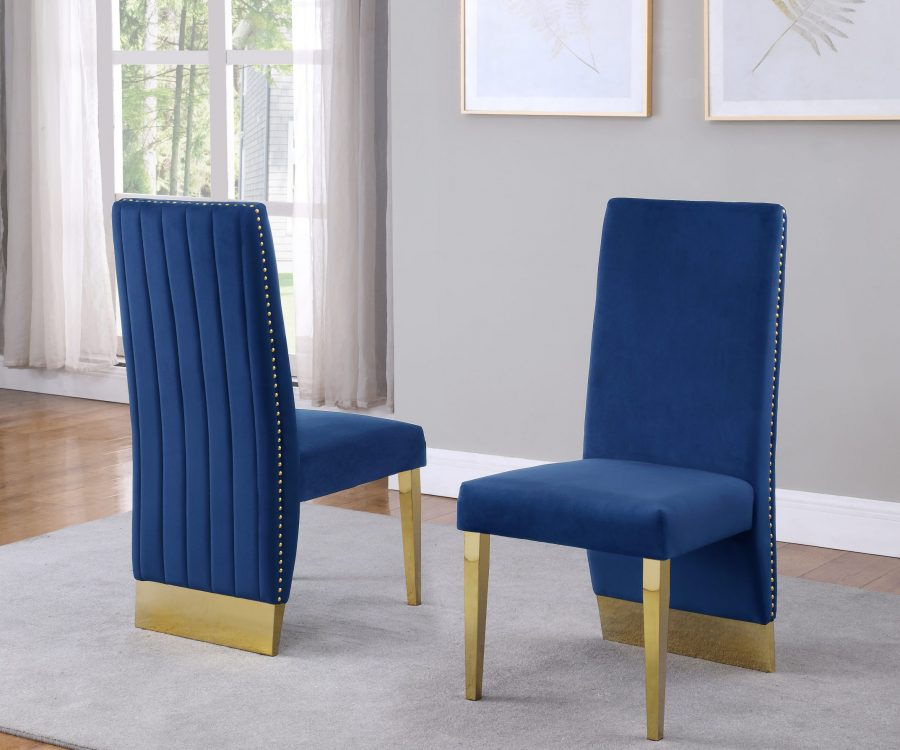 |Tufted Velvet Upholstered Side Chair|4 Colors to Choose (Set of 2) - Navy