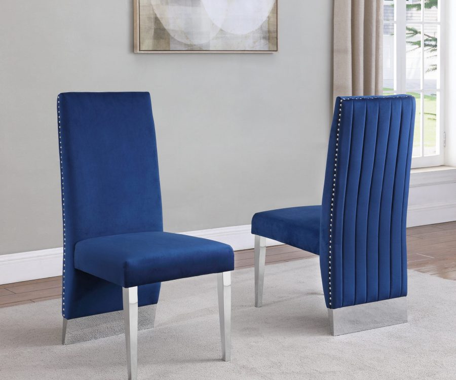 |Tufted Velvet Upholstered Dining Chair|4 Colors to Choose (Set of 2) - Navy