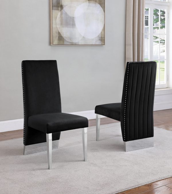 Tufted Velvet Upholstered Dining Chair|4 Colors to Choose (Set of 2) - Black