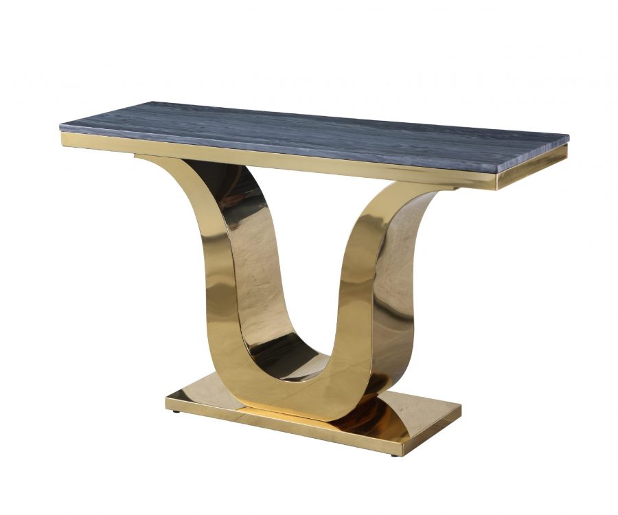 Marble End Table with Stainless Steel Gold Base