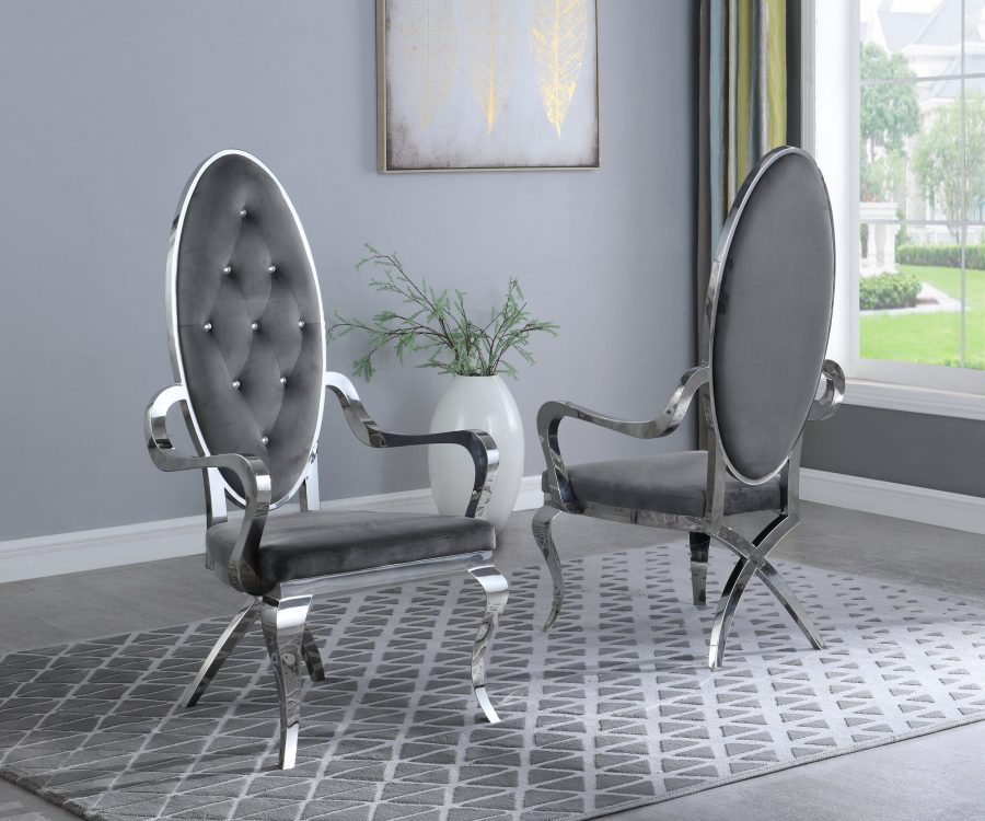 Dark Grey Velvet Arm Chair **Set of 2**
