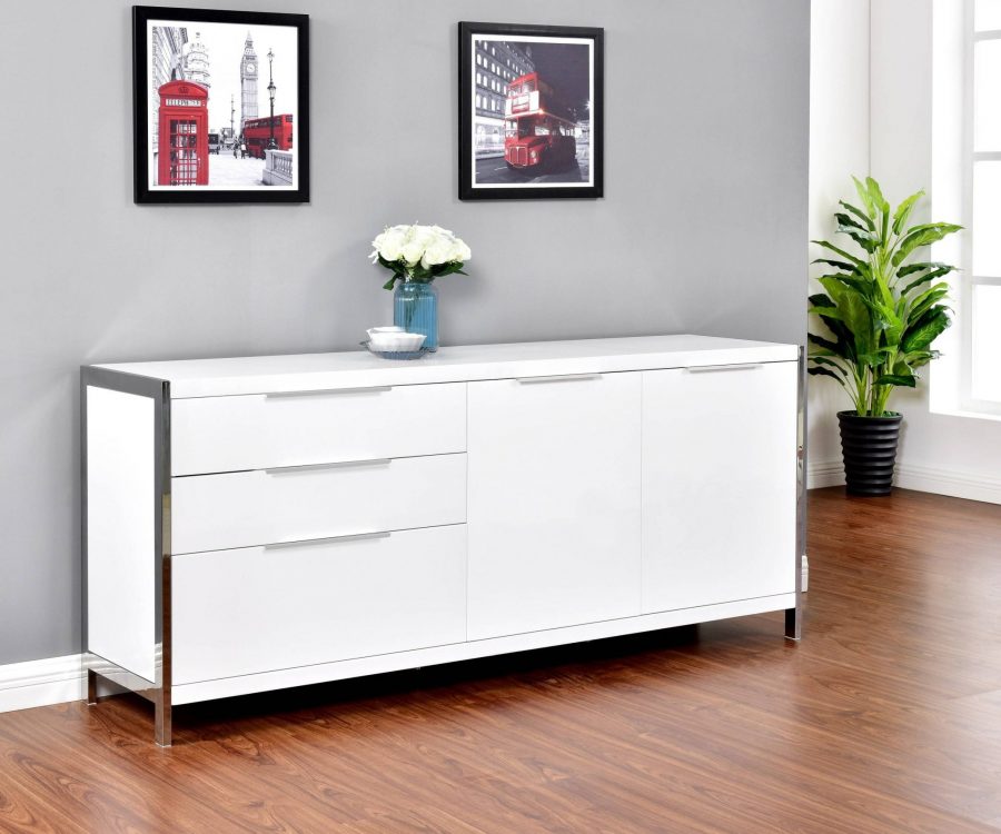 Cabinet Lined with Stainless Steel Frame. 2 Colors to Choose: High Gloss White or High Gloss Dark grey
