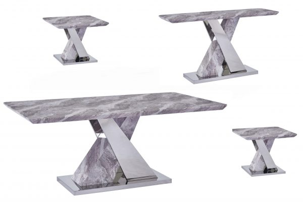 White Faux Marble Coffee Table Set: Coffee Table